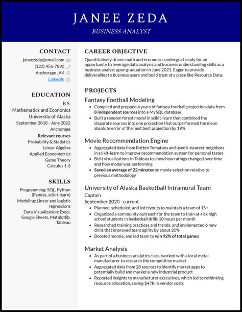 student cv template no experience