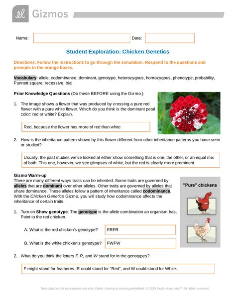 student exploration chicken genetics gizmo answer key Epub