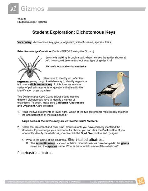 student exploration dichotomous key gizmo answers key Ebook Doc
