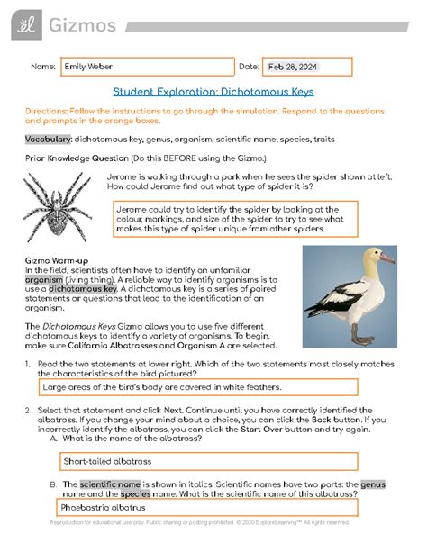 student exploration dichotomous key gizmo answers key Ebook Doc