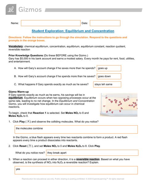 student exploration equilibrium and concentration gizmo answers Reader