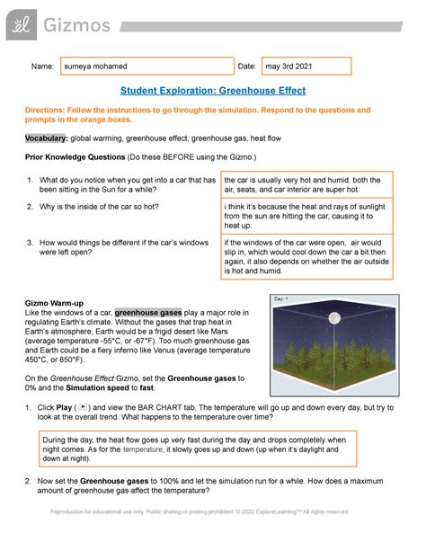 student exploration gizmo greenhouse effect answers PDF