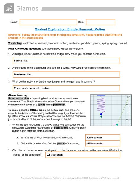 student exploration simple harmonic motion answers Reader