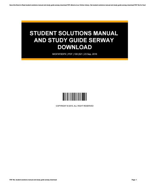 student solutions manual and study guide serway Epub