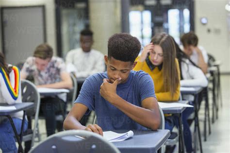 student taking an exam
