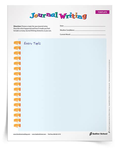 student writing journal template Doc