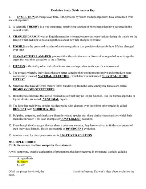 study guide evidence of evolution answers Epub
