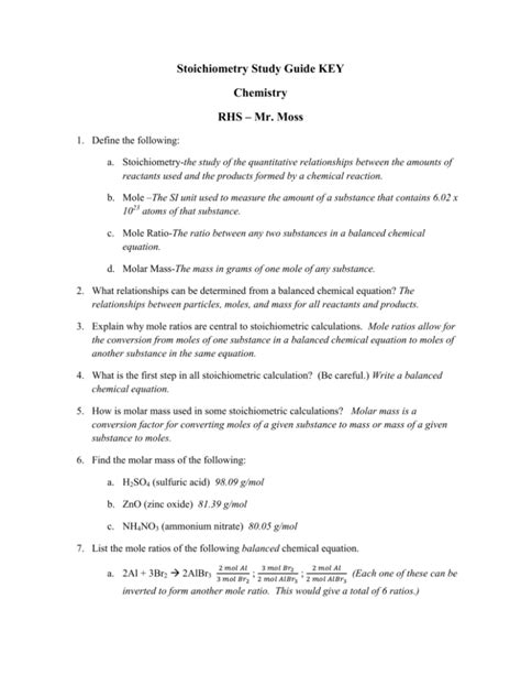 study guide for content mastery stoichiometry key Reader
