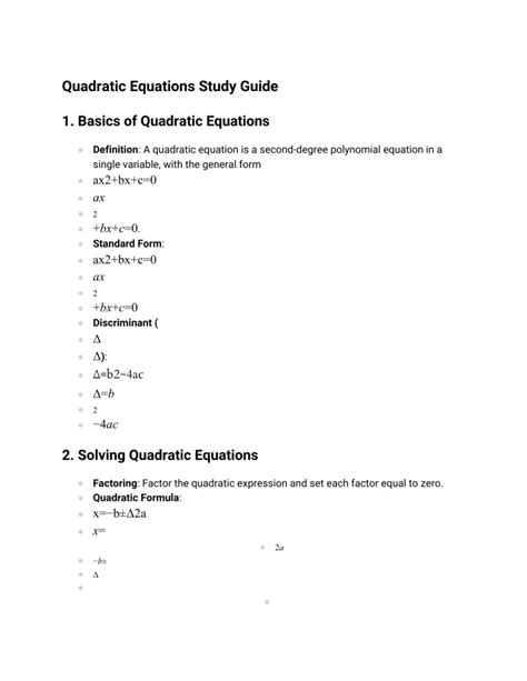 study guide for geometry quadratic equations Epub
