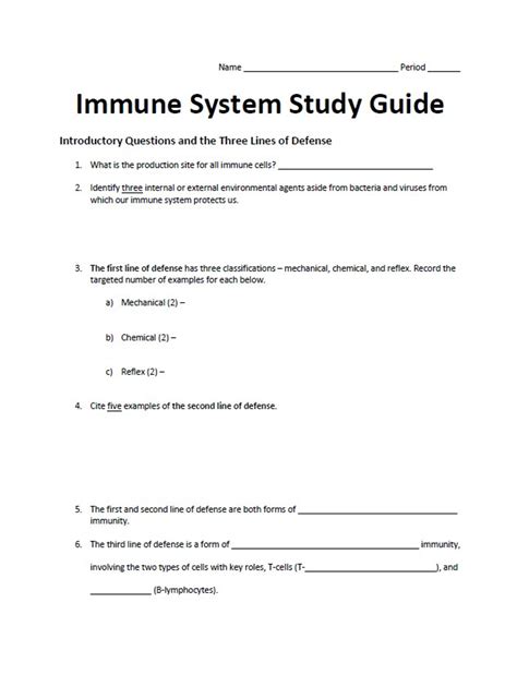 study guide for immune system Epub