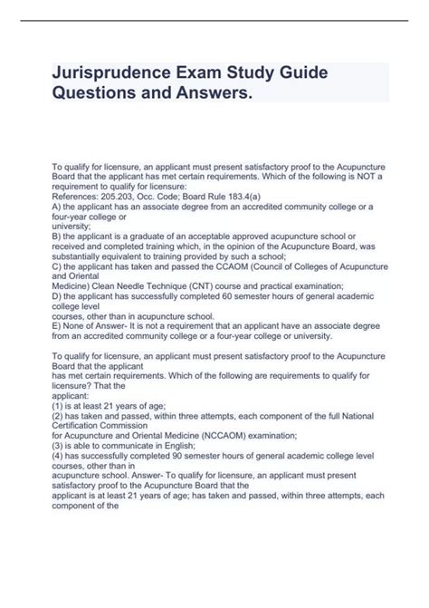 study guide for jurisprudence exam Doc