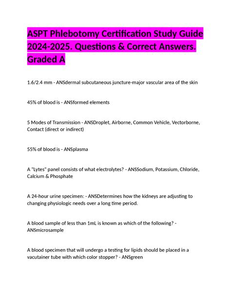 study guide for phlebotomy certification exam aspt Reader