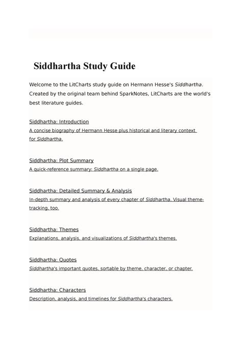 study guide for siddhartha Epub
