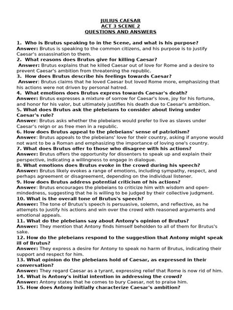 study guide julius caesar questions answers pdf Epub
