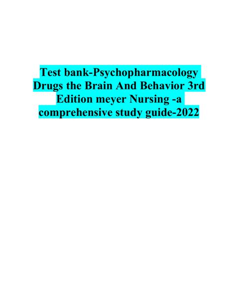 study guide psychopharmacology drugs brain and Epub