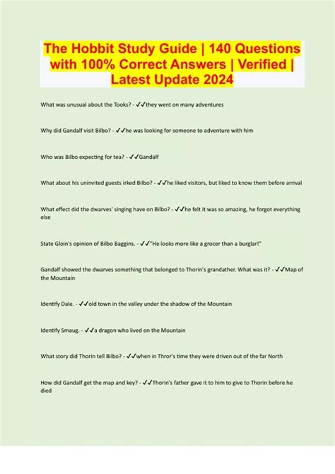 study guide questions for the hobbit Epub