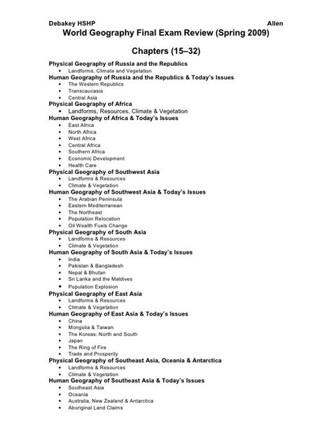 study guide spring final exam world geography Doc