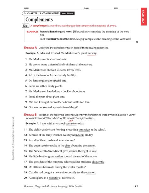 subject complement worksheet with answers Doc