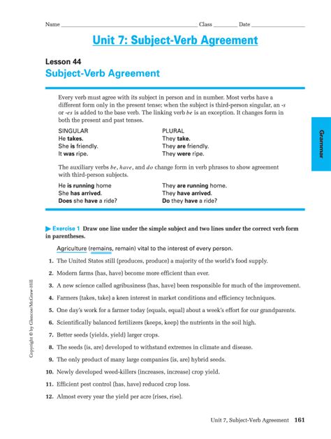 subject verb agreement b answer key Ebook PDF
