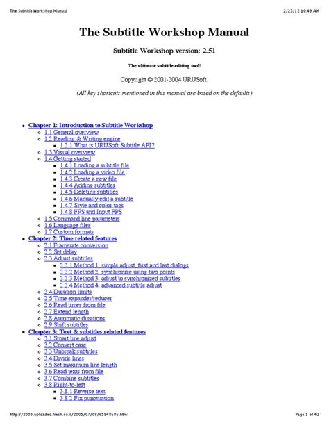 subtitle workshop help manual Kindle Editon