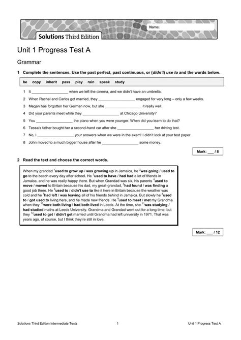 success intermediate short test unit 1 PDF