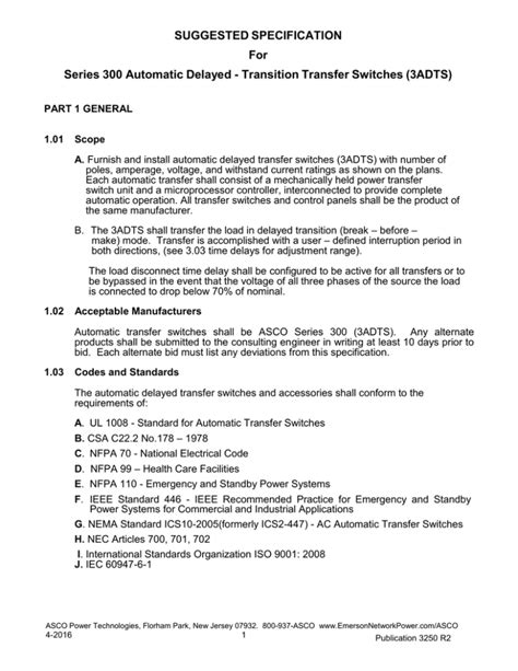 suggested specification for series 300 automatic transfer Doc