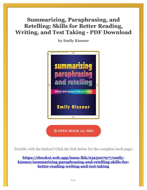 summarizing paraphrasing and retelling skills for better reading writing and test taking Doc