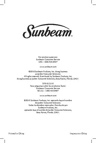 sunbeam 4026 2 owners manual Kindle Editon