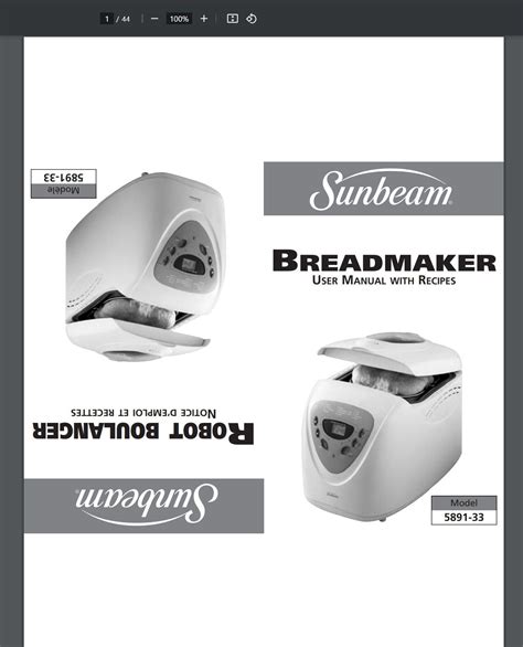 sunbeam breadmaker manual 5891 Epub
