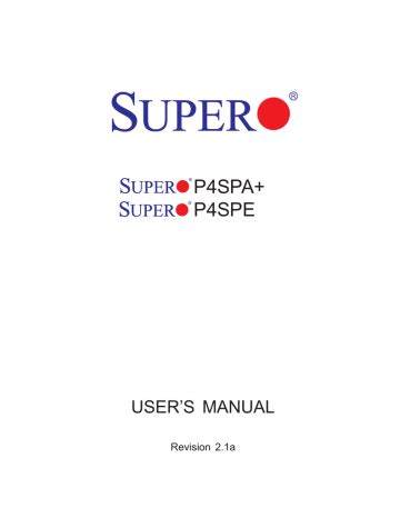 supermicro p4spa plus owners manual Doc