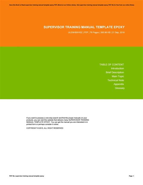 supervisor training manual template epoxy PDF