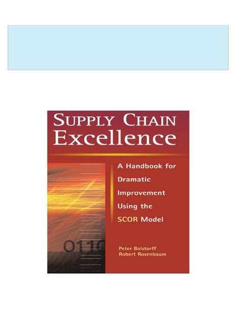 supply chain excellence a handbook for dramatic improvement using the scor model Reader