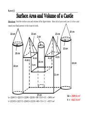 surface area and volume castle answer key Reader