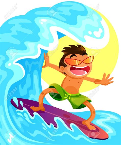 surfer showing the bottom of his board cartoon