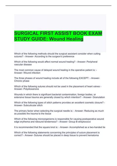 surgical first assistant exam study guide Reader