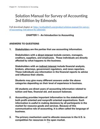 survey of accounting 3rd edition solution manual Kindle Editon