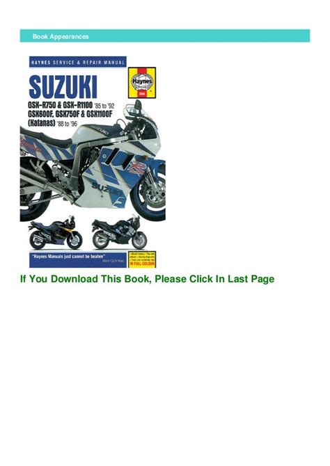 suzuki gsxr and katana 8896 haynes repair manuals PDF