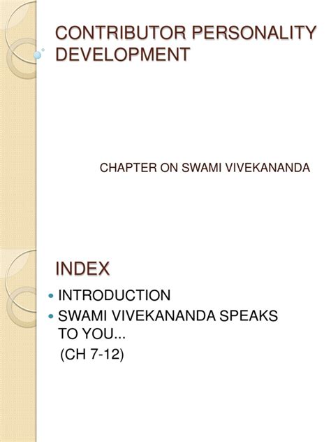 swami vivekananda contributor personality development chapter 2 Epub