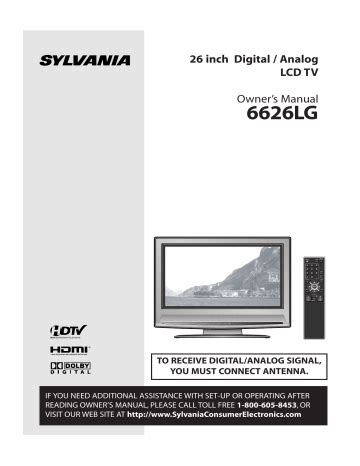 sylvania 6626lg tvs owners manual PDF