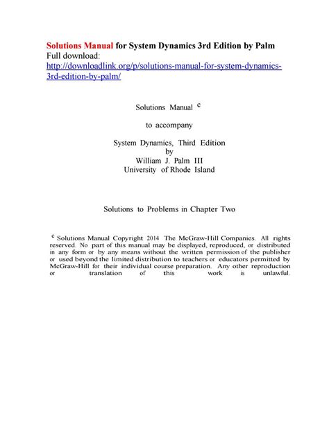 system dynamics palm 3rd edition solution manual pdf Doc