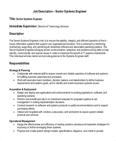 systems engineer job description