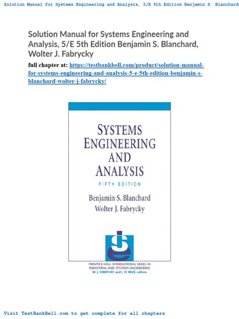 systems engineering analysis blanchard solution manual Kindle Editon