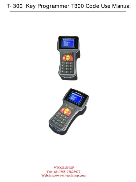 t300 key programmer manual manufacturers Reader