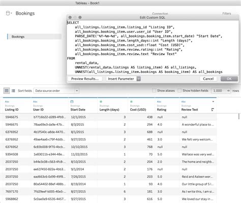 tableau sql