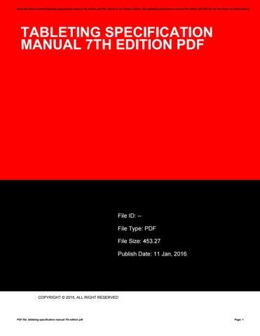 tableting specification manual pdf free download Ebook PDF