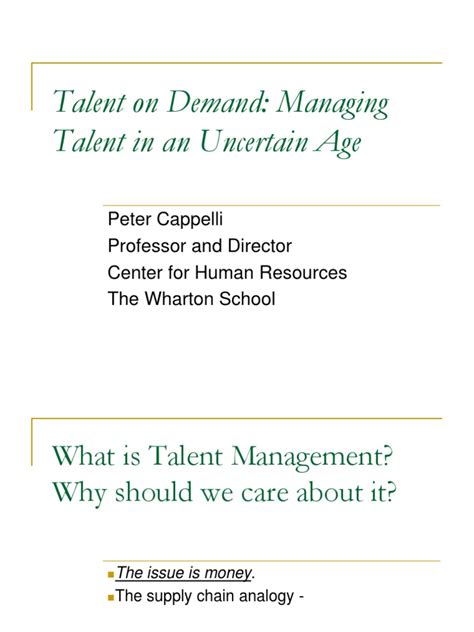 talent on demand managing talent in an age of uncertainty Doc