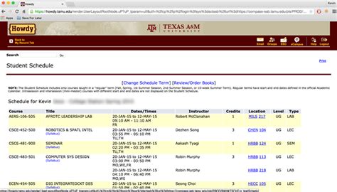 tamu schedule builder