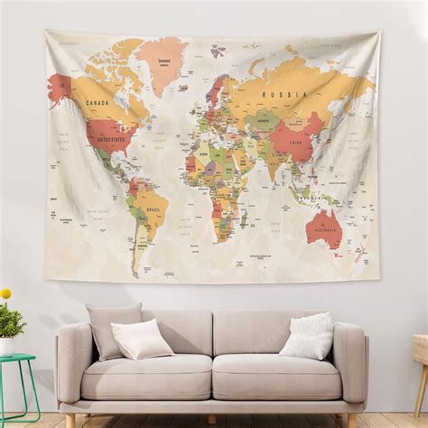 tapestry map of world