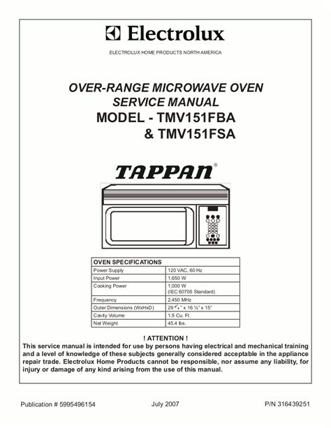 tappan microwave oven service Doc