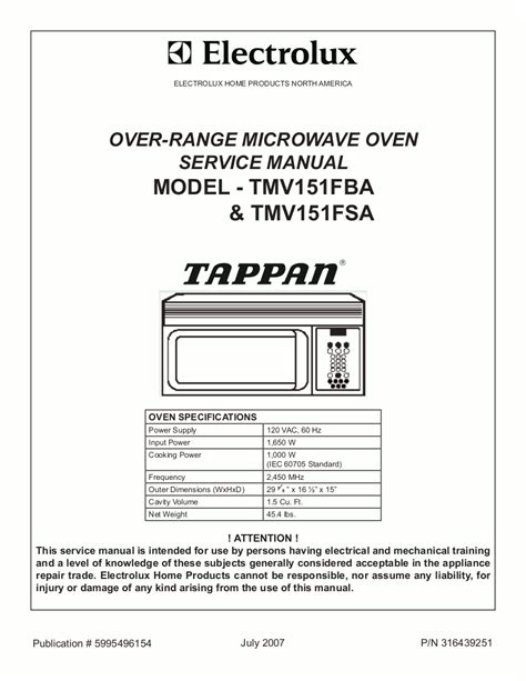 tappan microwave service manual Kindle Editon